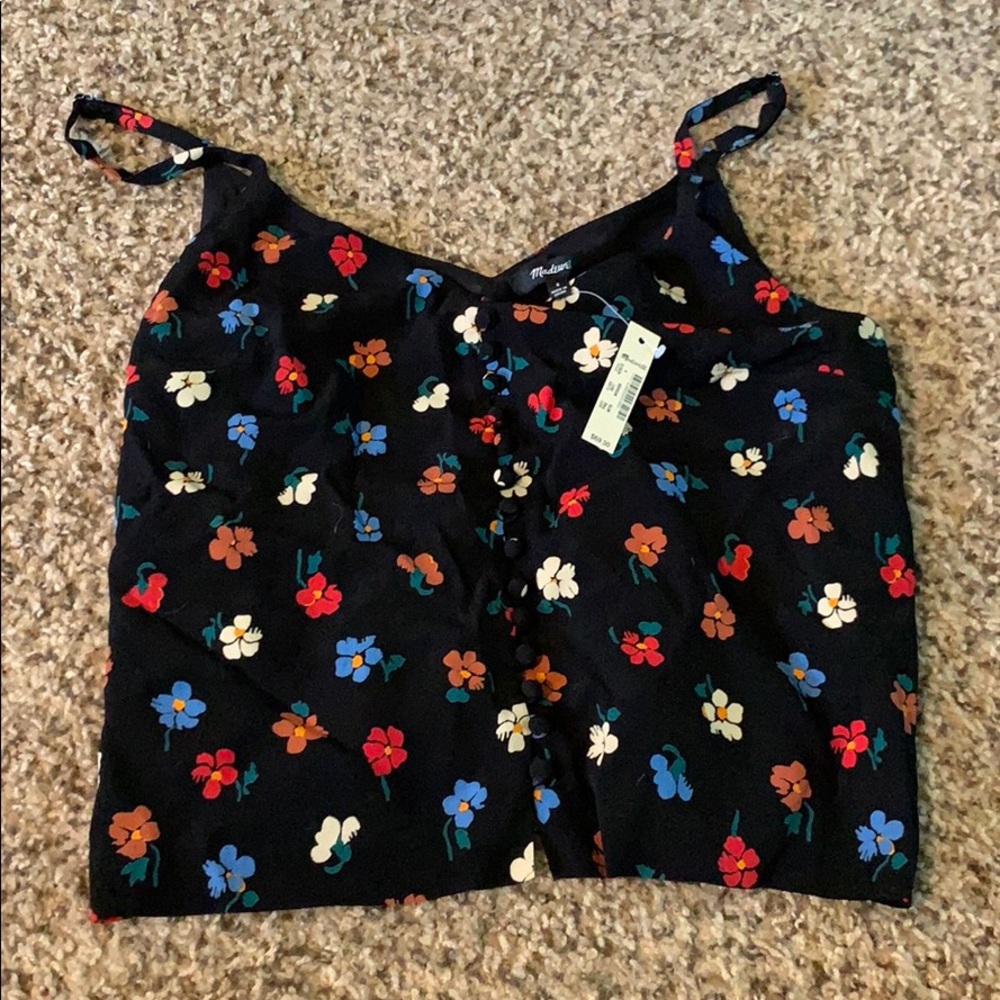 Madewell black and flower cami